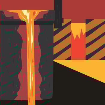 Blast Furnace Metal Smelting, Steel and Alloys Production, Metallurgical Industry Concept Illustration vector