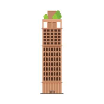 Downtown Skyscraper, Modern City Business or Residential Building Exterior with Trees on the Roof Illustration vector