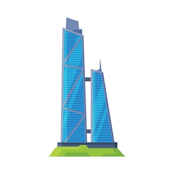 Modern Downtown Skyscraper, City Building Glass Facade Illustration vector