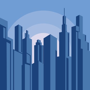 cityscape at sunrise morning landscaped illustration graphic design . city building view for real estate business agent banner promotion vector
