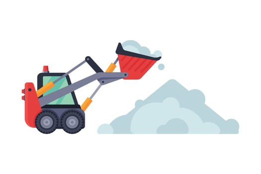 Compact Snow Plow Excavator, Removal Machine, Cleaning Road Snowblower Vehicle Illustration vector
