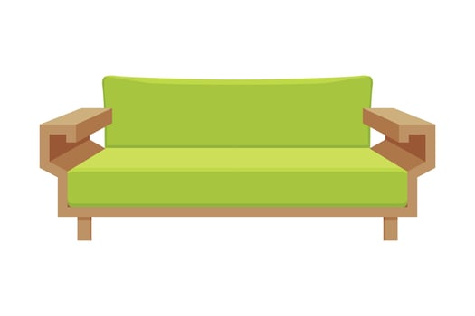 Light Green Comfortable Sofa, Cozy Domestic or Office Furniture, Modern Interior Design Flat Illustration on White Background vector
