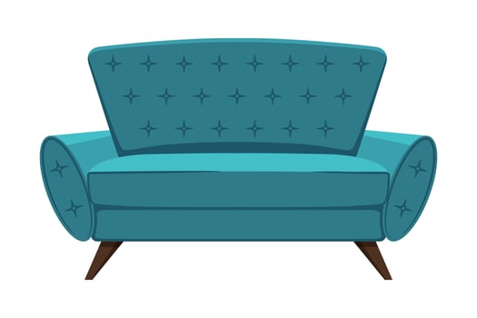Comfortable Sofa, Stylish Cozy Domestic or Office Furniture, Interior Design Element Flat Illustration vector