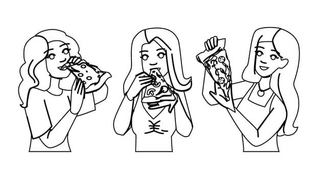 young pizza woman people vector