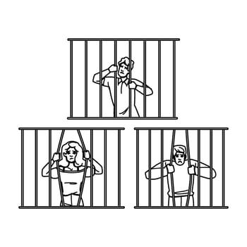 arrest behind bars people people vector