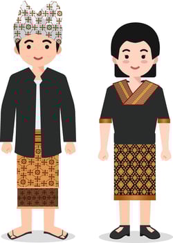 Nusa Tenggara Barat Traditional Costume - Colorful Indonesian Culture Illustration vector
