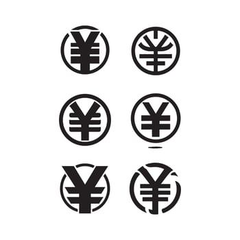 Yen sign icon set vector