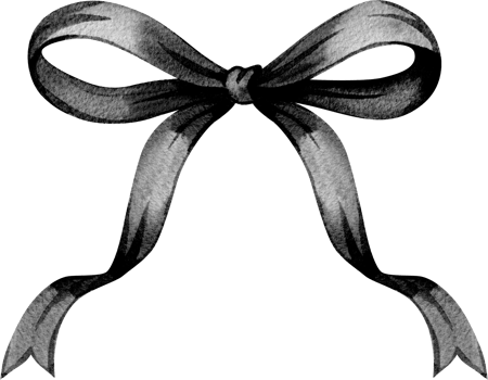 Black coquette ribbon bow, aesthetic watercolor hand drawn illustration. Black Friday, Halloween, Gothic art png