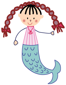 A little girl with long hair and a mermaid tail png