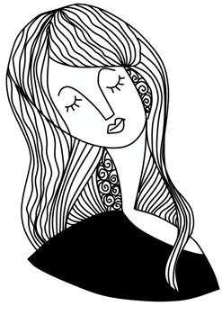 A black and white drawing of a woman wonders png