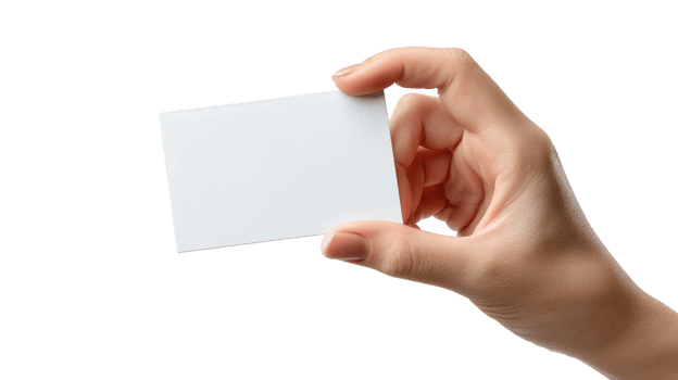 Hand Holding White Blank Business Card Mockup Isolated on Transparent Background png