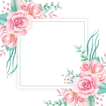 Elegant Watercolor Pink Rose Floral Frame Wedding Invitation Design Greeting Card Template png