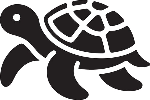 A simple black and white illustration of a turtle with patterned shell on white background vector