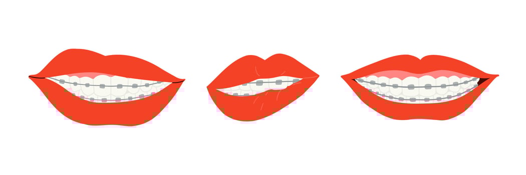 A variety of red lips showing different types of smiles and lip shapes. Ideal for cosmetics, pop art, or emotional expression themes. vector