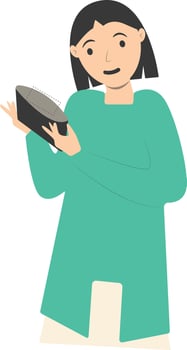 Puzzled Woman Carrying Empty Wallet vector