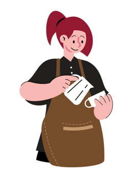 Barista Holding Coffee and Milk png