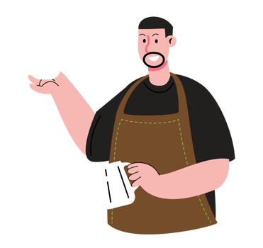 Barista Holding Coffee and Milk illustration png