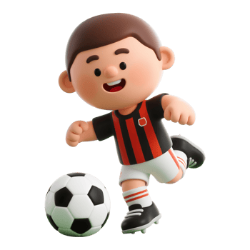 A cartoon soccer player kicking the ball png
