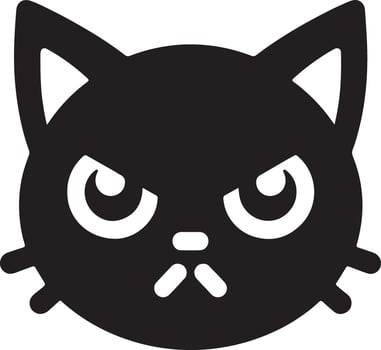 A black cat with an angry expression and white facial features on a white background vector