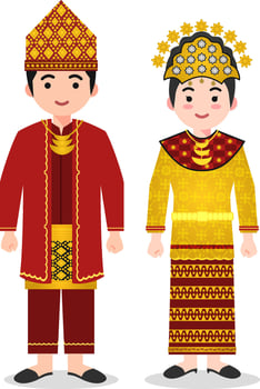 Sumatera Selatan Traditional Costume - Palembang Songket Fashion vector