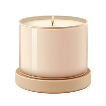 Beige Cylindrical Candle with Wooden Base on Transparent Background png