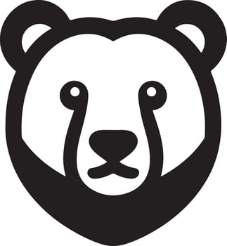 A simple black and white illustration of a bear head with a minimalist design style vector