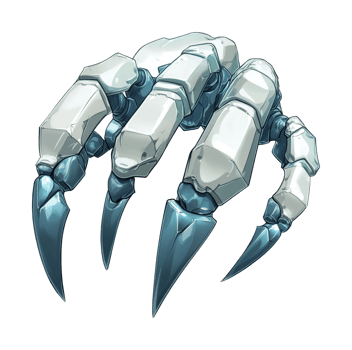 Robotic claw with metallic fingers and sharp tips png