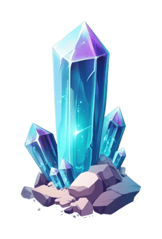 Vibrant blue and purple crystals with shimmering facets and rocky base png