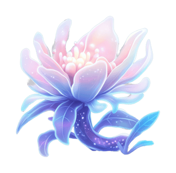 Radiant fantasy flower with glowing petals and cosmic stem png