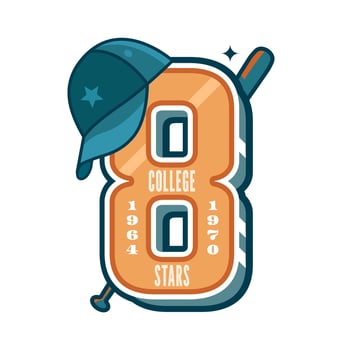 Varsity sport patch, baseball college league badge vector