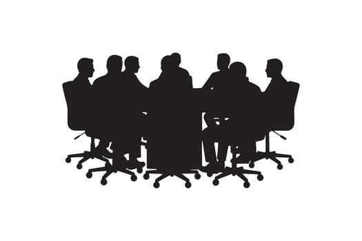 Corporate Meeting Silhouette Design - Conference Room Team Silhouette vector