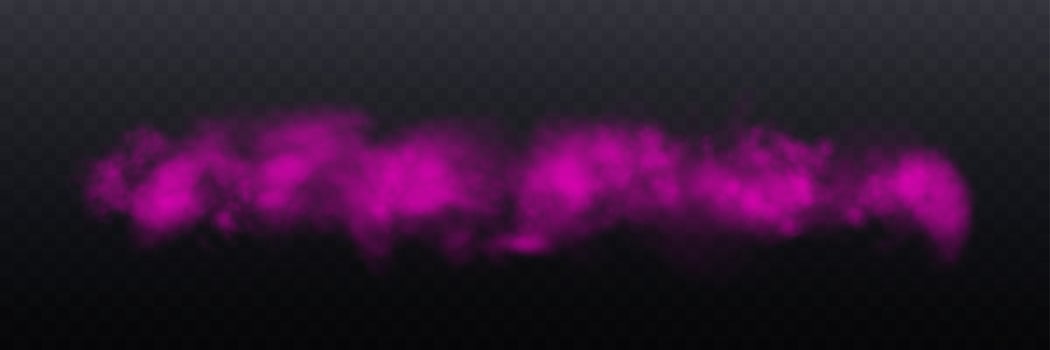 Realistic long pink smoke or haze, overlay effect on a dark background. Hot fire and flame, magic fog, vapor. Abstract illustration vector