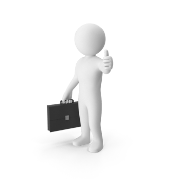 3D model of a business person, neutral expression, holding a black briefcase png