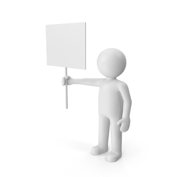 3d man holding blank board, isolated on transparent background png