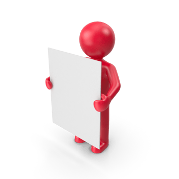 White figure holding blank sign, studio backdrop, advertising png