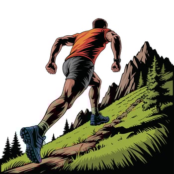 Rear View Trail Running. vector