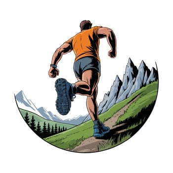 Trail Running Art with Bold Comic Style. vector