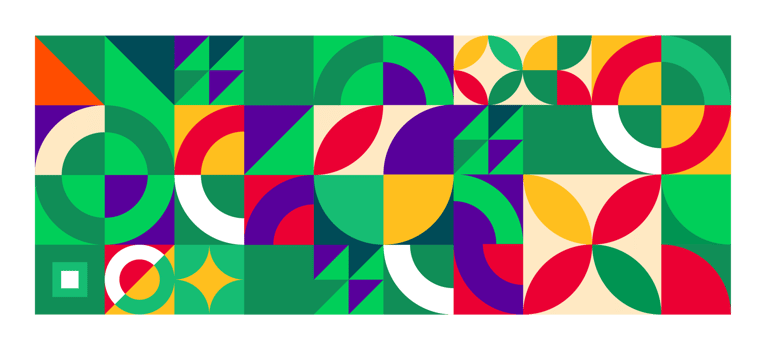 Abstract geometric pattern colorful. A tessellated pattern of geometric shapes in shades of green, red, yellow, and blue, representing abstract design, mosaic, or interconnectedness. png