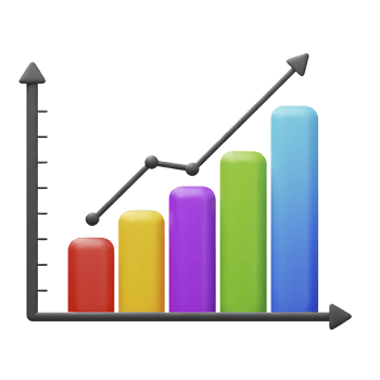 Colorful 3d rendered bar graph illustrating business growth and financial progress png