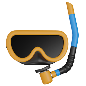 3D Render of Scuba Mask and Snorkel 3c icon png
