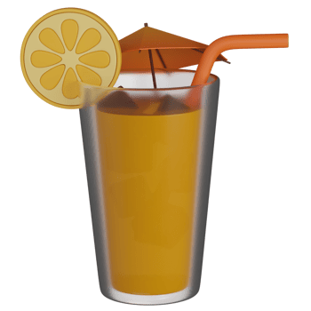 3d render of Refreshing Orange Juice Cocktail with Umbrella icon png