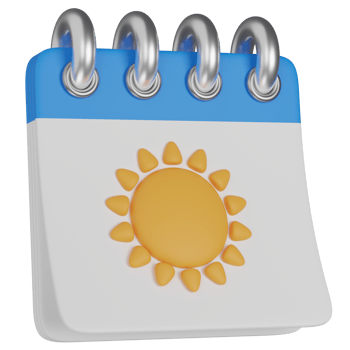 3d render Calendar with Sun icon png
