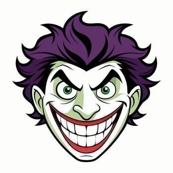 the joker head is shown with a purple and green hair vector