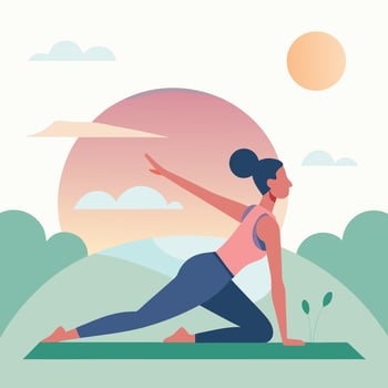 yoga woman doing yoga exercise in the sun vector