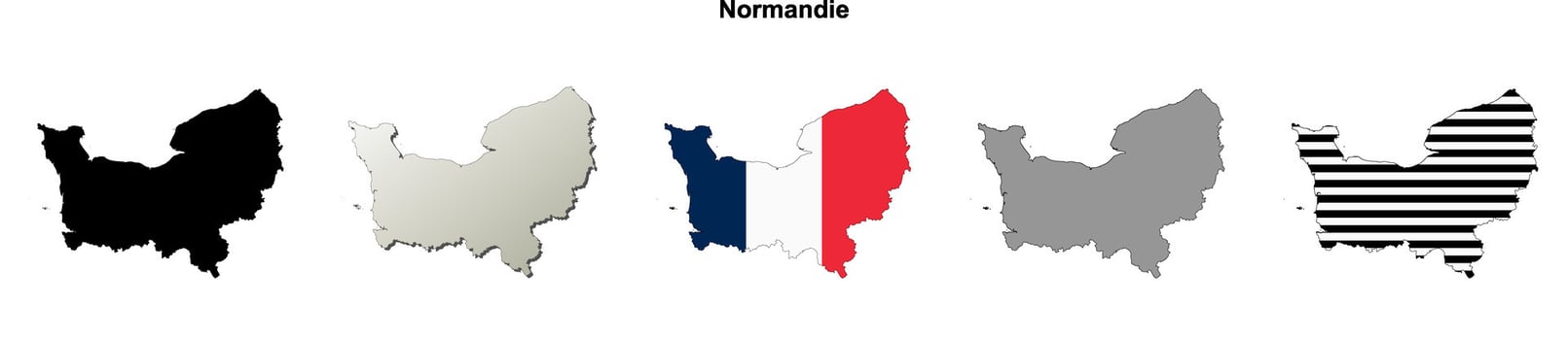 Normandie region, France outline map set vector