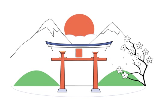 Japanese tori gate illustration vector