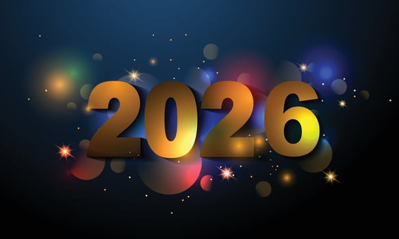 2026 new year template design with soft colors on blue background. vector