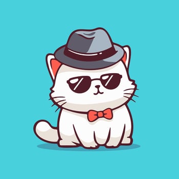 A cartoon cat wearing a hat and sunglasses vector