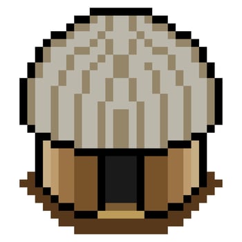 Honai House with pixel art. Traditional house of West Papua, Indonesia with pixel art style vector