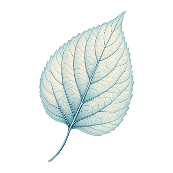 Intricate Hand-Drawn Blue Leaf Illustration on Transparent Background png